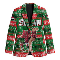 Sudan Christmas Blazer with Green Red Xmas Camel Snowflake and Coat of Arms - Wonder Print Shop