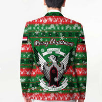 Sudan Christmas Blazer with Green Red Xmas Camel Snowflake and Coat of Arms - Wonder Print Shop
