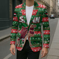 Sudan Christmas Blazer with Green Red Xmas Camel Snowflake and Coat of Arms - Wonder Print Shop