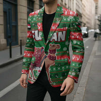 Sudan Christmas Blazer with Green Red Xmas Camel Snowflake and Coat of Arms - Wonder Print Shop