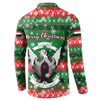 Sudan Christmas Button Sweatshirt with Green Red Xmas Camel Snowflake and Coat of Arms - Wonder Print Shop