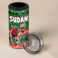 Sudan Christmas 4 in 1 Can Cooler Tumbler with Green Red Xmas Camel Snowflake and Coat of Arms - Wonder Print Shop