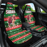 Sudan Christmas Car Seat Cover with Green Red Xmas Camel Snowflake and Coat of Arms - Wonder Print Shop