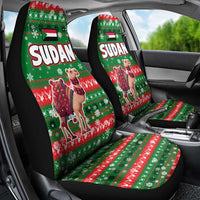 Sudan Christmas Car Seat Cover with Green Red Xmas Camel Snowflake and Coat of Arms - Wonder Print Shop