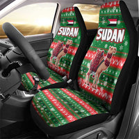 Sudan Christmas Car Seat Cover with Green Red Xmas Camel Snowflake and Coat of Arms - Wonder Print Shop
