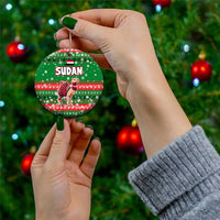 Sudan Christmas Ceramic Ornament with Green Red Xmas Camel Snowflake and Coat of Arms - Wonder Print Shop