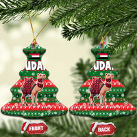 Sudan Christmas Ceramic Ornament with Green Red Xmas Camel Snowflake and Coat of Arms - Wonder Print Shop