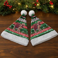 Sudan Christmas Santa Hat with Green Red Xmas Camel Snowflake and Coat of Arms - Wonder Print Shop