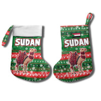 Sudan Christmas Stocking with Green Red Xmas Camel Snowflake and Coat of Arms - Wonder Print Shop