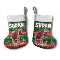 Sudan Christmas Stocking with Green Red Xmas Camel Snowflake and Coat of Arms - Wonder Print Shop