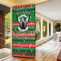 Sudan Christmas Door Cover with Green Red Xmas Camel Snowflake and Coat of Arms - Wonder Print Shop