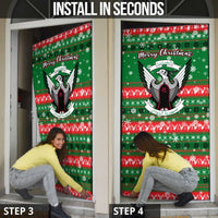 Sudan Christmas Door Cover with Green Red Xmas Camel Snowflake and Coat of Arms - Wonder Print Shop