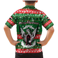 Sudan Christmas Family Matching Mermaid Dress and Hawaiian Shirt with Green Red Xmas Camel Snowflake and Coat of Arms - Wonder Print Shop