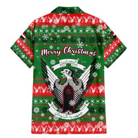 Sudan Christmas Family Matching Mermaid Dress and Hawaiian Shirt with Green Red Xmas Camel Snowflake and Coat of Arms - Wonder Print Shop