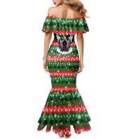Sudan Christmas Family Matching Mermaid Dress and Hawaiian Shirt with Green Red Xmas Camel Snowflake and Coat of Arms - Wonder Print Shop