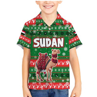 Sudan Christmas Family Matching Mermaid Dress and Hawaiian Shirt with Green Red Xmas Camel Snowflake and Coat of Arms - Wonder Print Shop