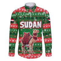 Sudan Christmas Family Matching Off Shoulder Short Dress and Hawaiian Shirt with Green Red Xmas Camel Snowflake and Coat of Arms - Wonder Print Shop
