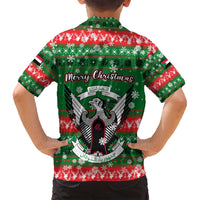 Sudan Christmas Family Matching Puletasi and Hawaiian Shirt with Green Red Xmas Camel Snowflake and Coat of Arms - Wonder Print Shop
