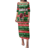 Sudan Christmas Family Matching Puletasi and Hawaiian Shirt with Green Red Xmas Camel Snowflake and Coat of Arms - Wonder Print Shop