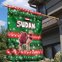 Sudan Christmas Garden Flag with Green Red Xmas Camel Snowflake and Coat of Arms - Wonder Print Shop