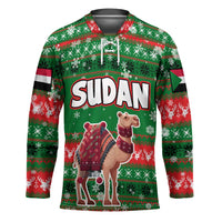 Sudan Christmas Hockey Jersey with Green Red Xmas Camel Snowflake and Coat of Arms - Wonder Print Shop