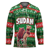 Sudan Christmas Hockey Jersey with Green Red Xmas Camel Snowflake and Coat of Arms - Wonder Print Shop