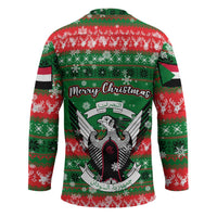 Sudan Christmas Hockey Jersey with Green Red Xmas Camel Snowflake and Coat of Arms - Wonder Print Shop