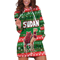 Sudan Christmas Hoodie Dress with Green Red Xmas Camel Snowflake and Coat of Arms - Wonder Print Shop