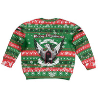 Sudan Christmas Kid Ugly Christmas Sweater with Green Red Xmas Camel Snowflake and Coat of Arms - Wonder Print Shop