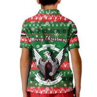 Sudan Christmas Kid Polo Shirt with Green Red Xmas Camel Snowflake and Coat of Arms - Wonder Print Shop