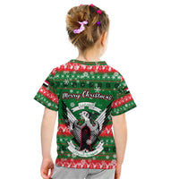 Sudan Christmas Kid T Shirt with Green Red Xmas Camel Snowflake and Coat of Arms - Wonder Print Shop