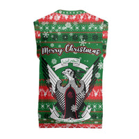 Sudan Christmas Knitted V-Neck Vest with Green Red Xmas Camel Snowflake and Coat of Arms - Wonder Print Shop