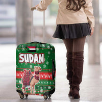 Sudan Christmas Luggage Cover with Green Red Xmas Camel Snowflake and Coat of Arms - Wonder Print Shop