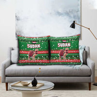 Sudan Christmas Pillow Cover with Green Red Xmas Camel Snowflake and Coat of Arms - Wonder Print Shop
