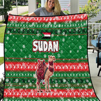 Sudan Christmas Quilt with Green Red Xmas Camel Snowflake and Coat of Arms - Wonder Print Shop
