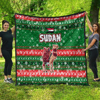 Sudan Christmas Quilt with Green Red Xmas Camel Snowflake and Coat of Arms - Wonder Print Shop