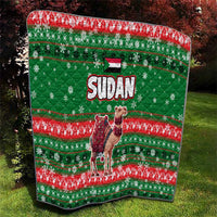 Sudan Christmas Quilt with Green Red Xmas Camel Snowflake and Coat of Arms - Wonder Print Shop