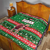 Sudan Christmas Quilt with Green Red Xmas Camel Snowflake and Coat of Arms - Wonder Print Shop