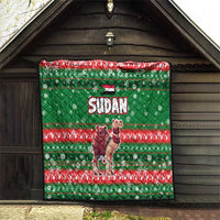 Sudan Christmas Quilt with Green Red Xmas Camel Snowflake and Coat of Arms - Wonder Print Shop