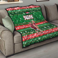 Sudan Christmas Quilt with Green Red Xmas Camel Snowflake and Coat of Arms - Wonder Print Shop