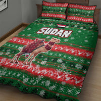 Sudan Christmas Quilt Bed Set with Green Red Xmas Camel Snowflake and Coat of Arms - Wonder Print Shop