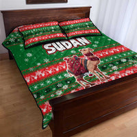 Sudan Christmas Quilt Bed Set with Green Red Xmas Camel Snowflake and Coat of Arms - Wonder Print Shop