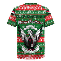 Sudan Christmas Rugby Jersey with Green Red Xmas Camel Snowflake and Coat of Arms - Wonder Print Shop