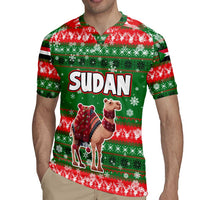 Sudan Christmas Rugby Jersey with Green Red Xmas Camel Snowflake and Coat of Arms - Wonder Print Shop
