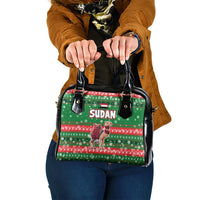 Sudan Christmas Shoulder Handbag with Green Red Xmas Camel Snowflake and Coat of Arms - Wonder Print Shop