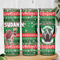 Sudan Christmas Skinny Tumbler with Green Red Xmas Camel Snowflake and Coat of Arms - Wonder Print Shop