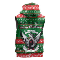 Sudan Christmas Sleeveless Hoodie with Green Red Xmas Camel Snowflake and Coat of Arms - Wonder Print Shop