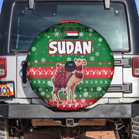 Sudan Christmas Spare Tire Cover with Green Red Xmas Camel Snowflake and Coat of Arms - Wonder Print Shop