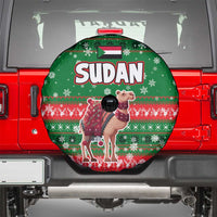 Sudan Christmas Spare Tire Cover with Green Red Xmas Camel Snowflake and Coat of Arms - Wonder Print Shop