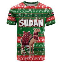 Sudan Christmas T Shirt with Green Red Xmas Camel Snowflake and Coat of Arms - Wonder Print Shop